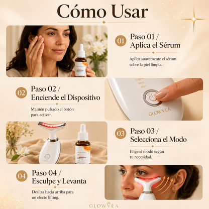 Masajeador Facial GlowPro™ — Luz LED + EMS | Elimina la Papada y Reafirma tu Piel